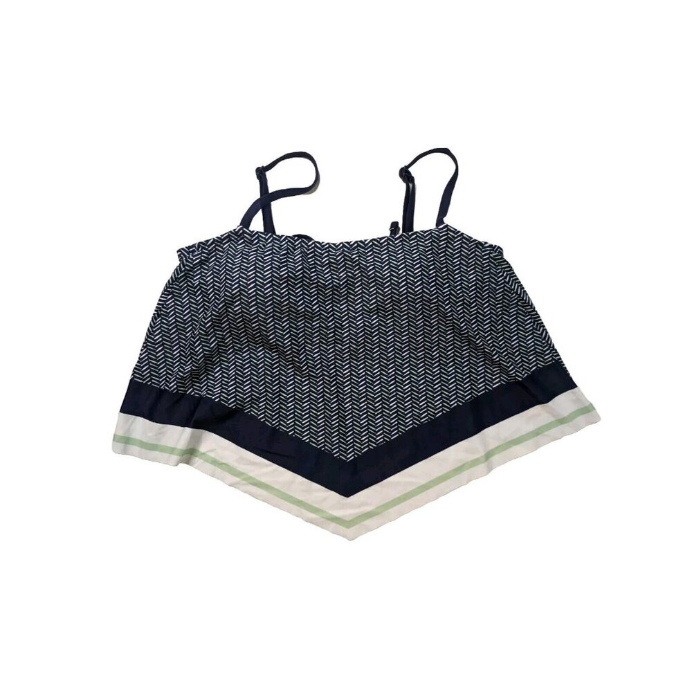 Women's Handkerchief Crop Tankini Open Back Top Kona Sol Navy Blue Sz M 8-10